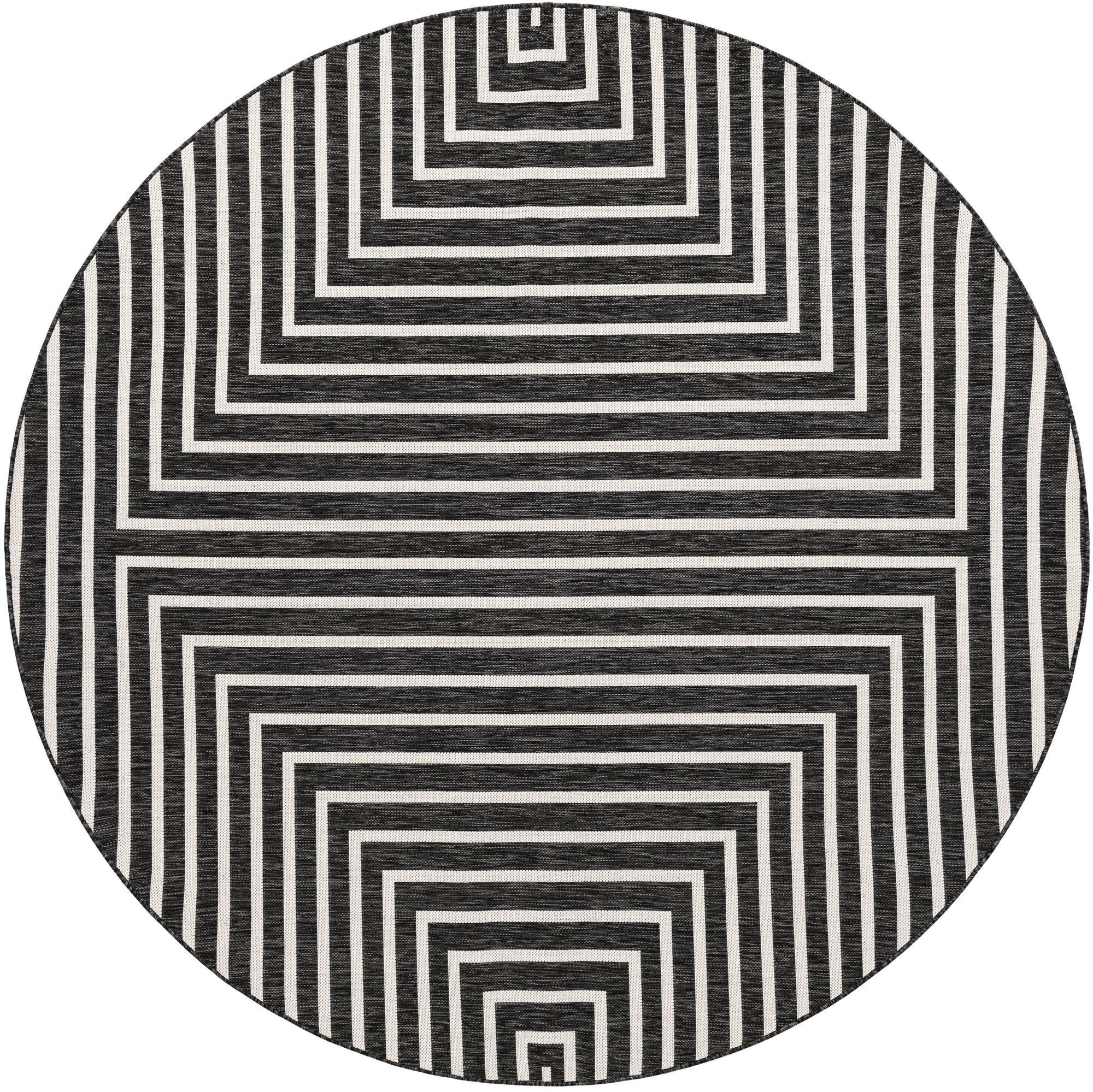 7' 10 x 7' 10 Gorse · Geometric Outdoor Rug, black and white