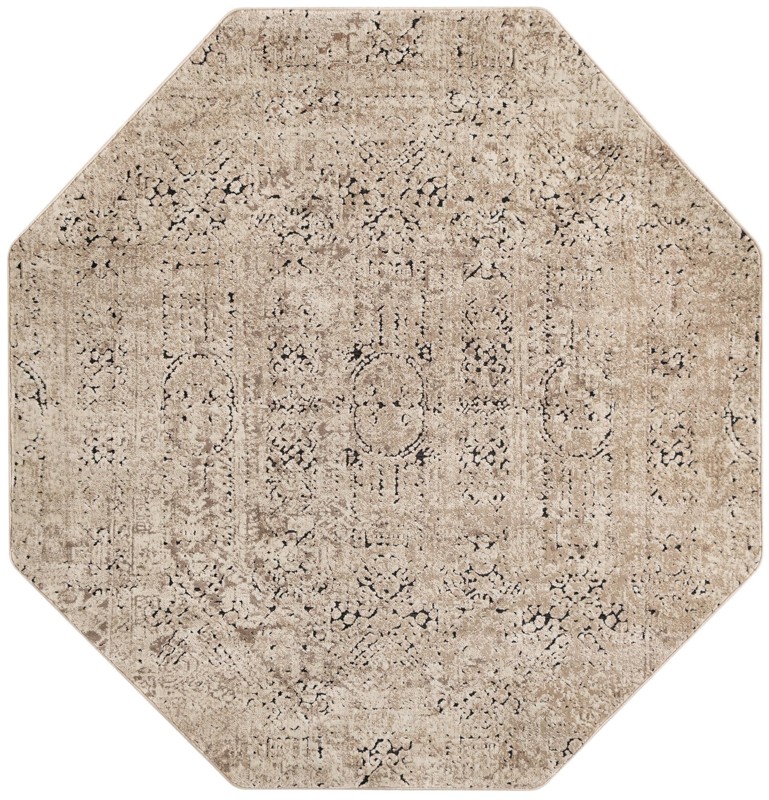 5' 3 x 5' 3 Bertram · Distressed medallion rug, beige and brown