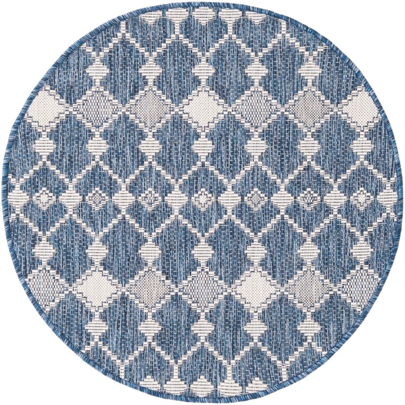 3' x 3' Ramsden · Lattice Outdoor Rug, blue and ivory