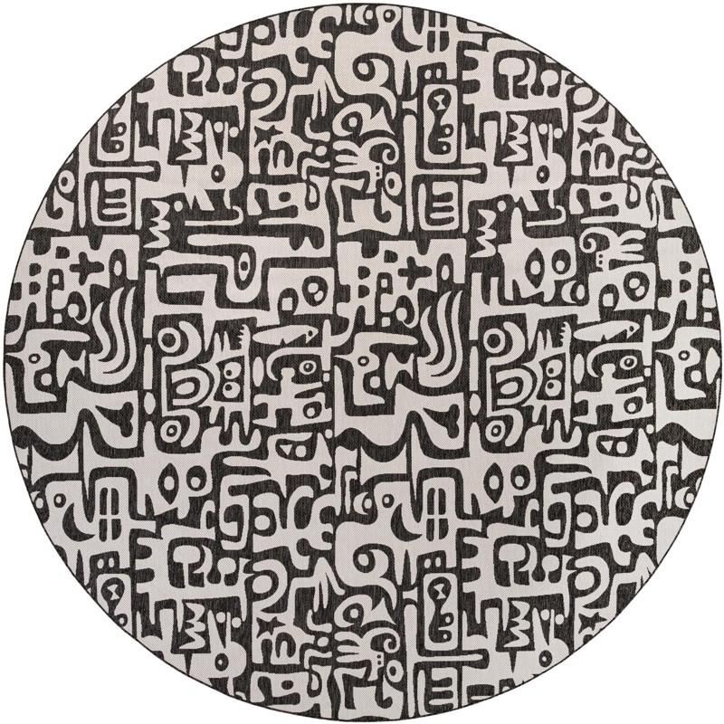 13' x 13' Hungerford · Abstract Outdoor Rug, black and white