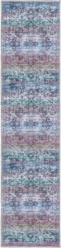 2' x 8' Rideout · Distressed medallion Washable Rug, blue and purple