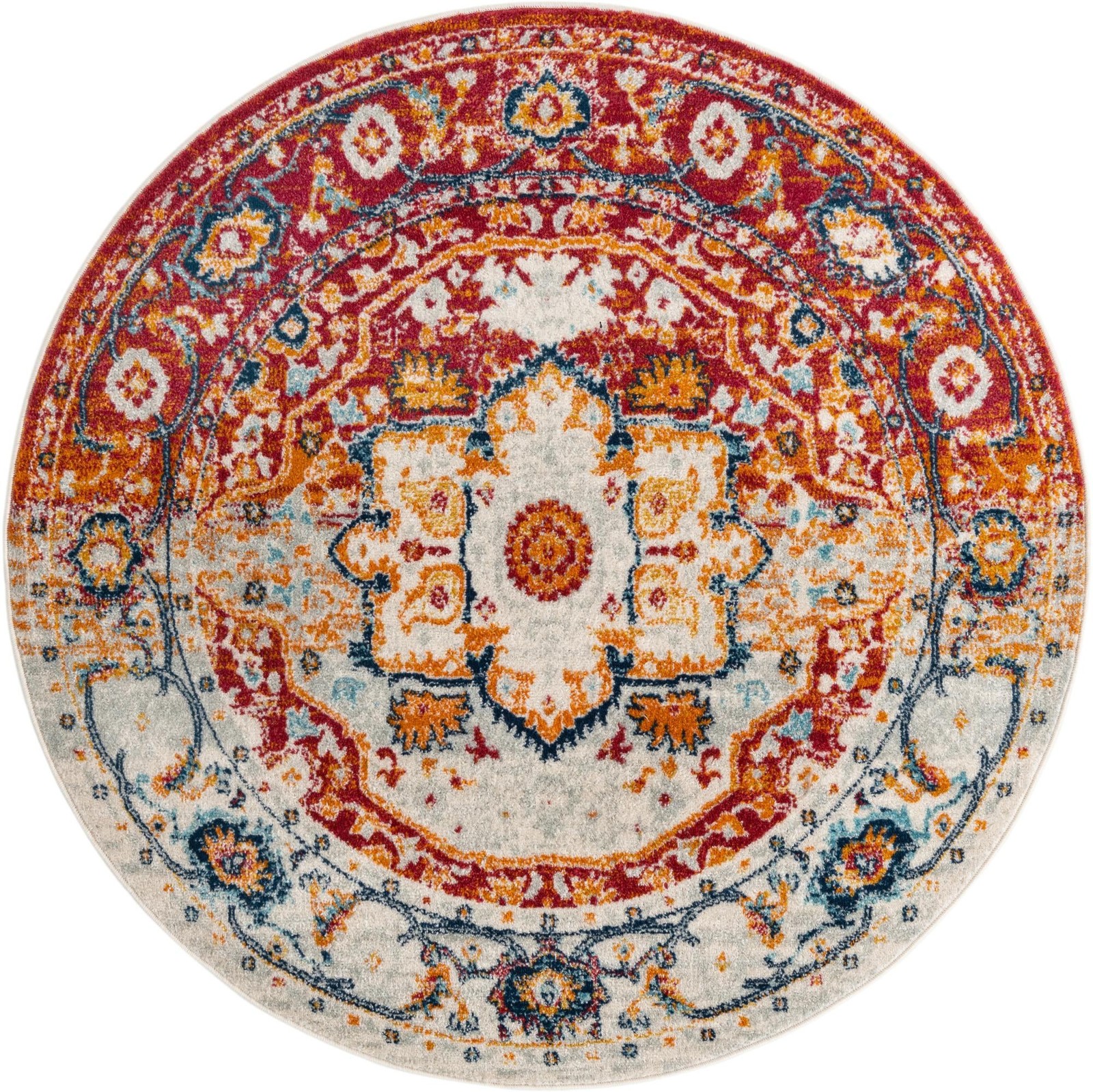 5' 3 x 5' 3 Pierce · Medallion rug, rust and navy