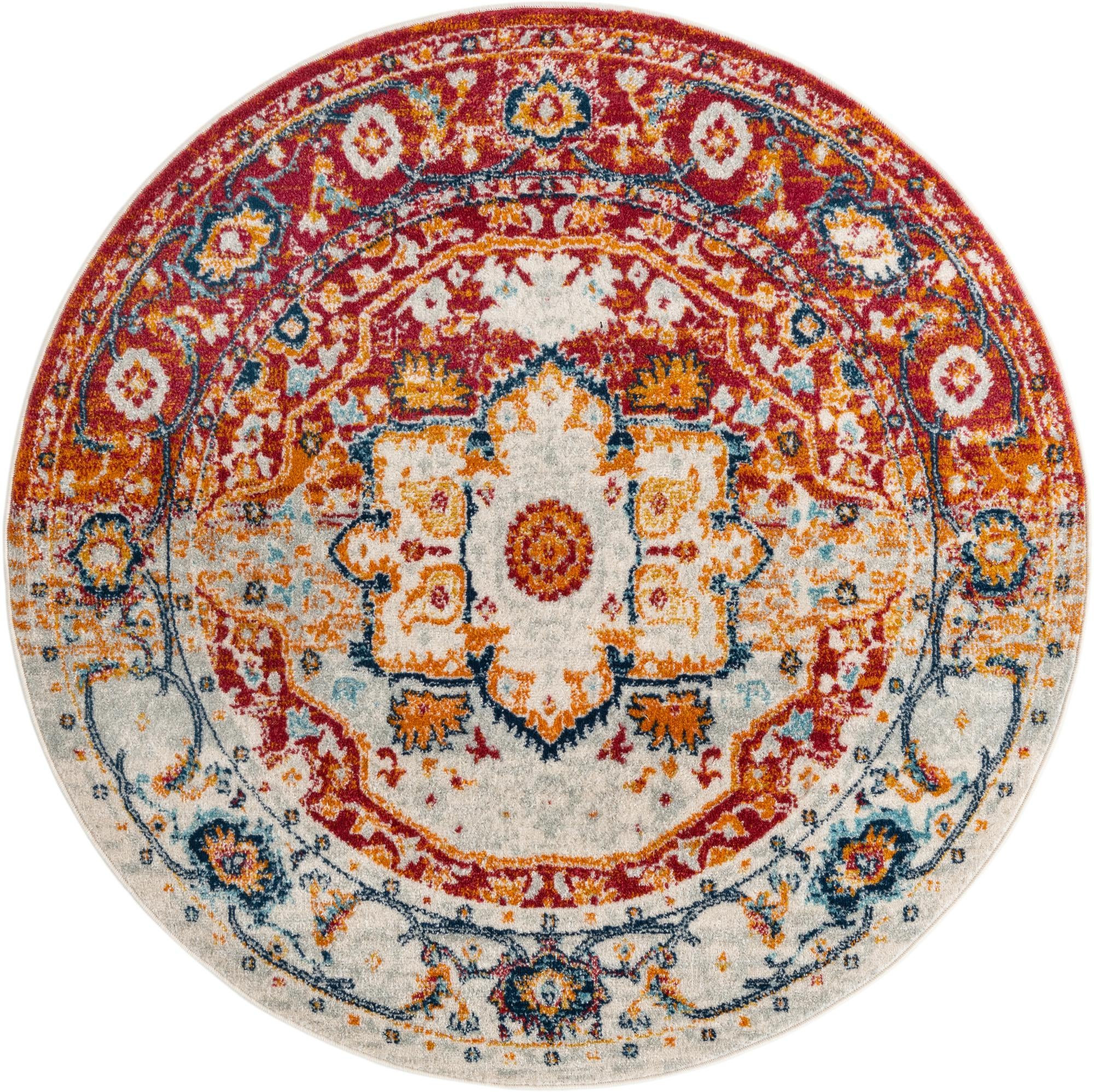 5' 3 x 5' 3 Pierce · Medallion rug, rust and navy