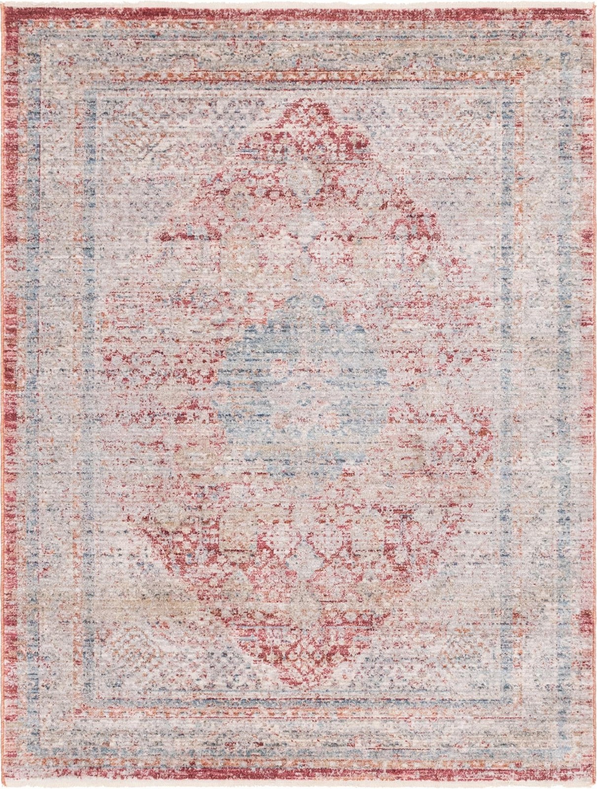 4' x 5' 7 Meridian · Border rug, red