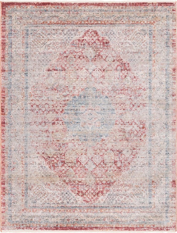 4' x 5' 7 Meridian · Border rug, red