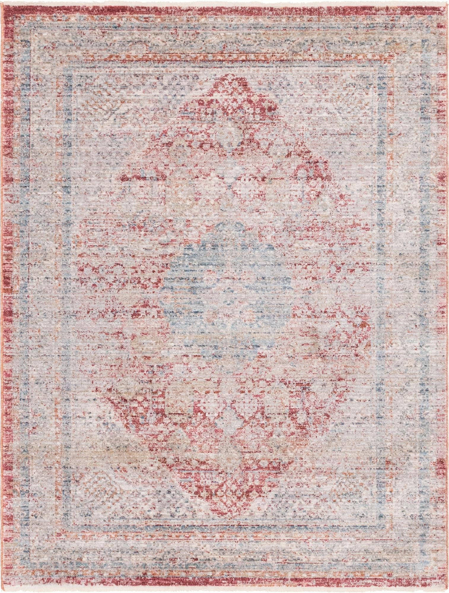 4' x 5' 7 Meridian · Border rug, red