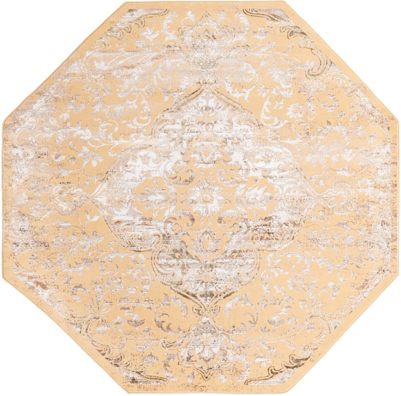 7' 10 x 7' 10 Hilton · Border rug, yellow