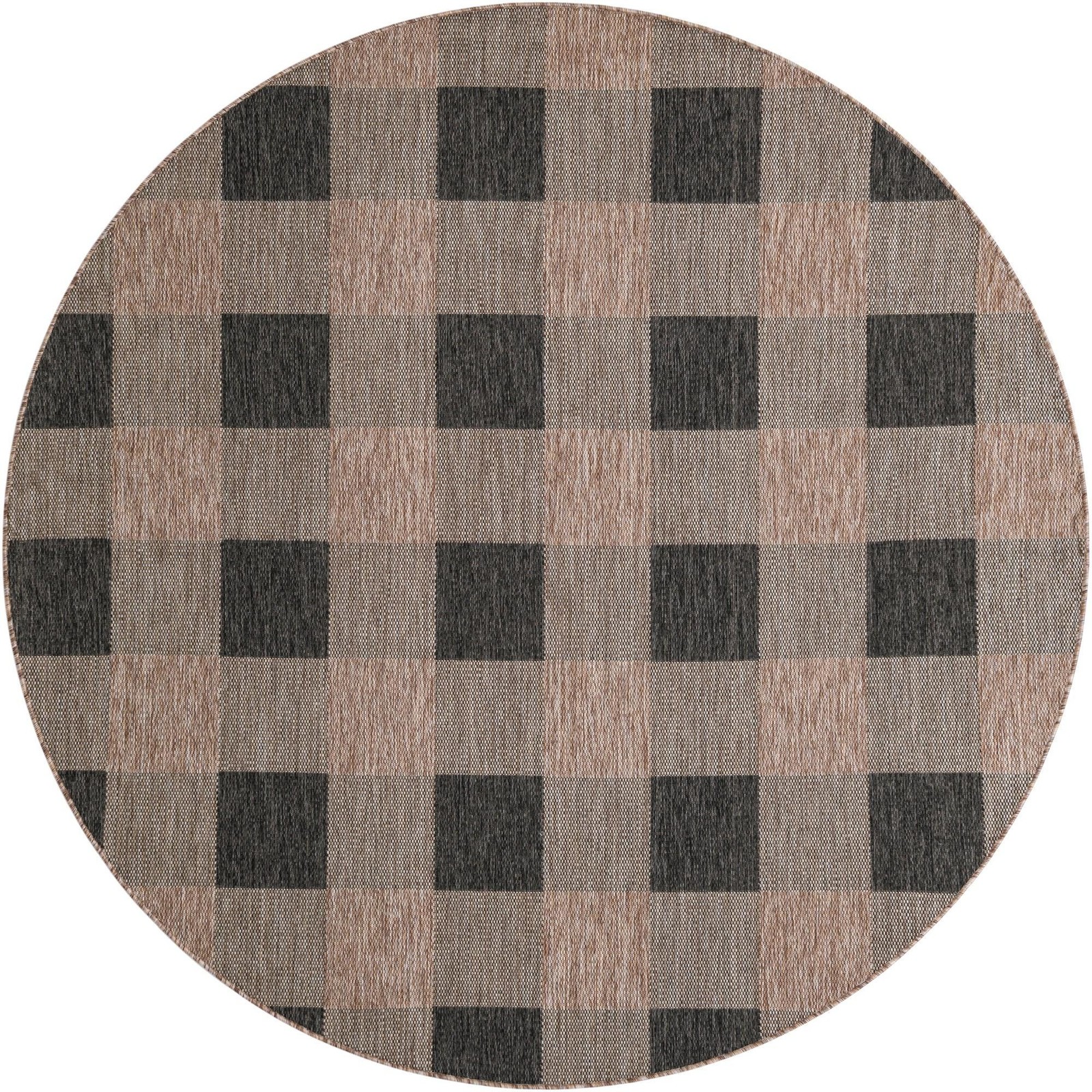 7' 10 x 7' 10 Ramona · Plaid Outdoor Rug, black and brown