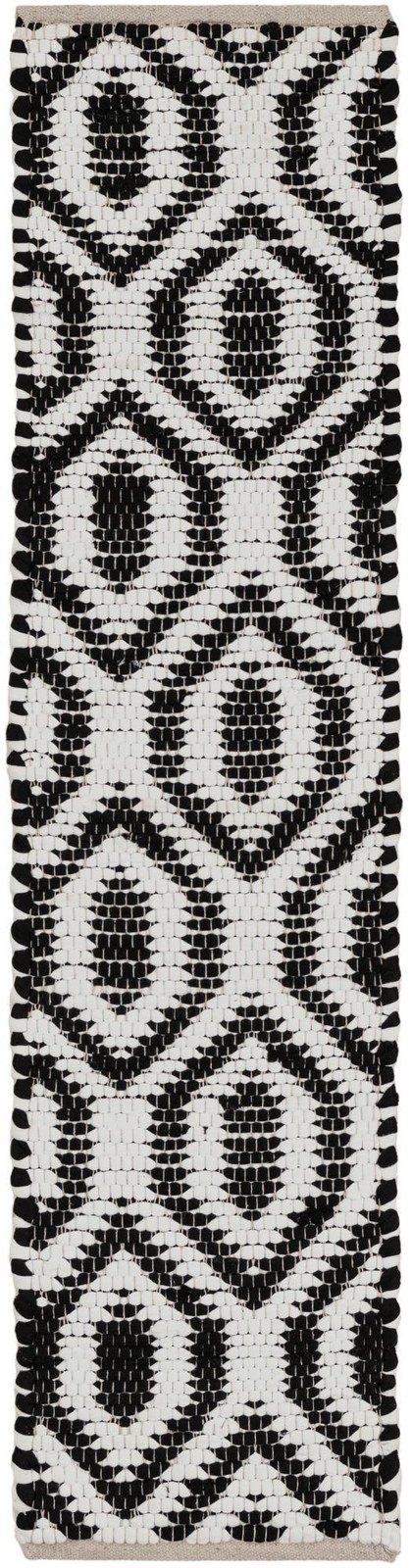 1' 2 x 5' 1 Hops · Geometric lattice Chindi Rug, black and white