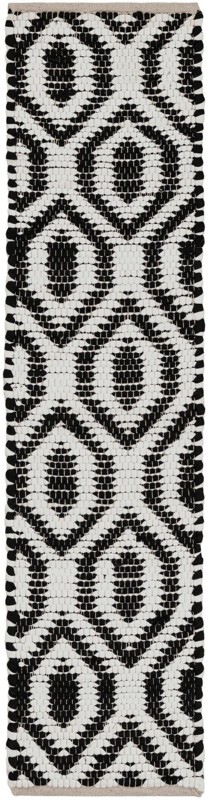 1' 2 x 5' 1 Hops · Geometric lattice Chindi Rug, black and white