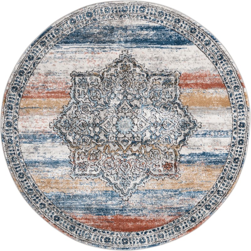 5' 3 x 5' 3 Wade · Border rug, multi