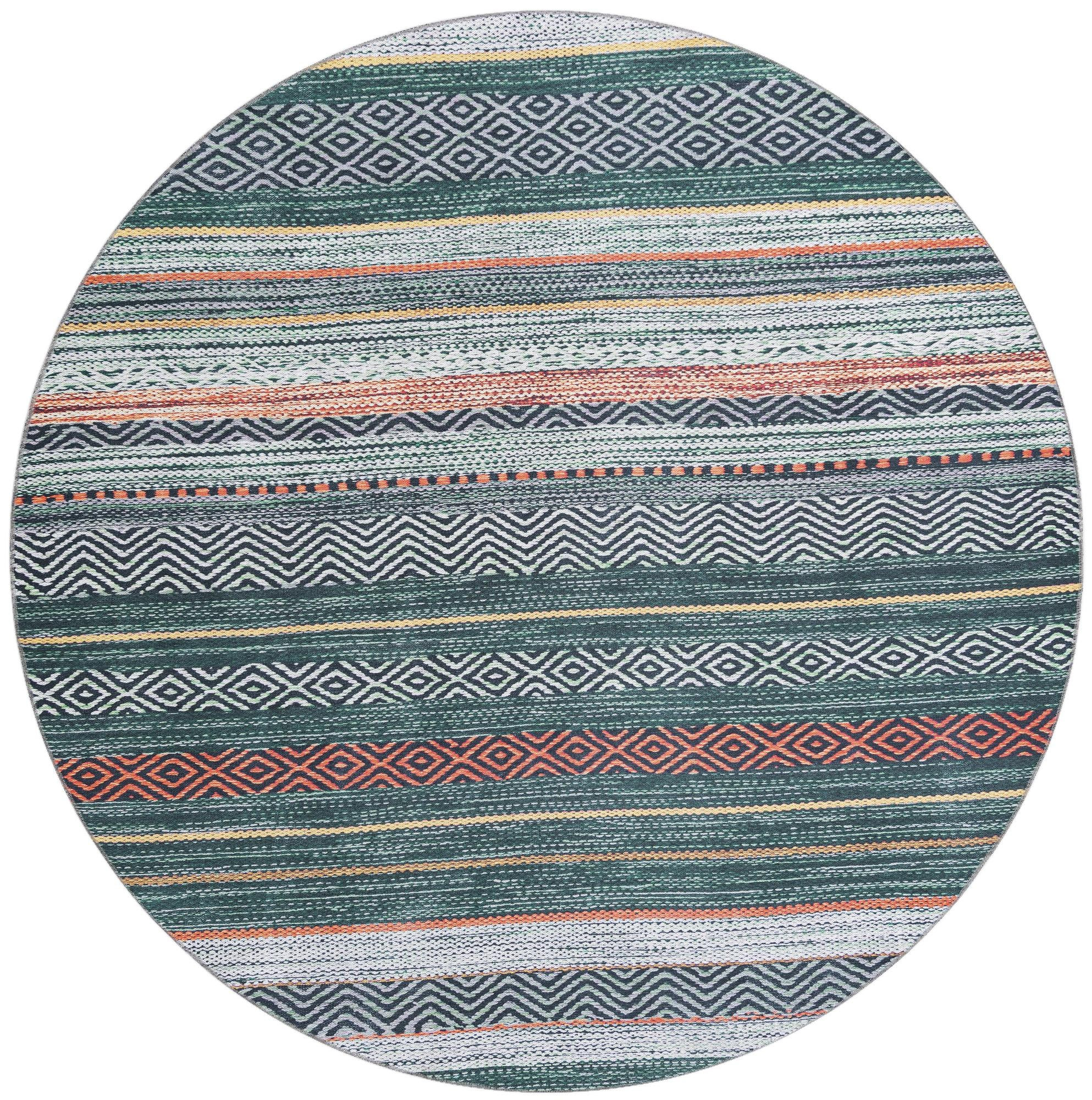 7' 10 x 7' 10 Pagosa · Chevron Washable Rug, green