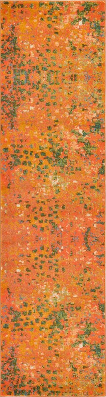 2' 7 x 10' Ackley · Abstract Washable Rug, orange and hunter green