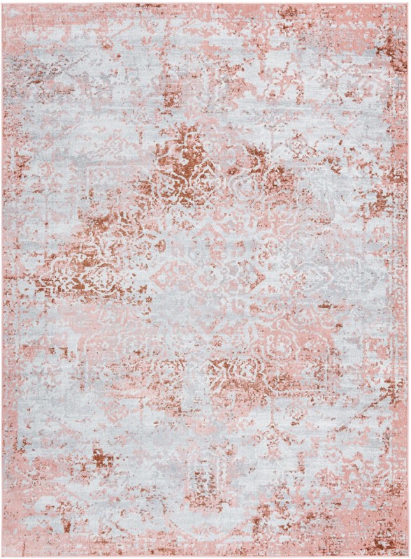 9' x 12' Braxton · Distressed medallion Washable Rug, rose and ivory