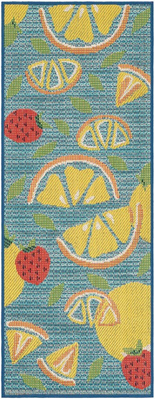 2' x 5' 1 Masterson · Floral / botanical Outdoor Rug, blue