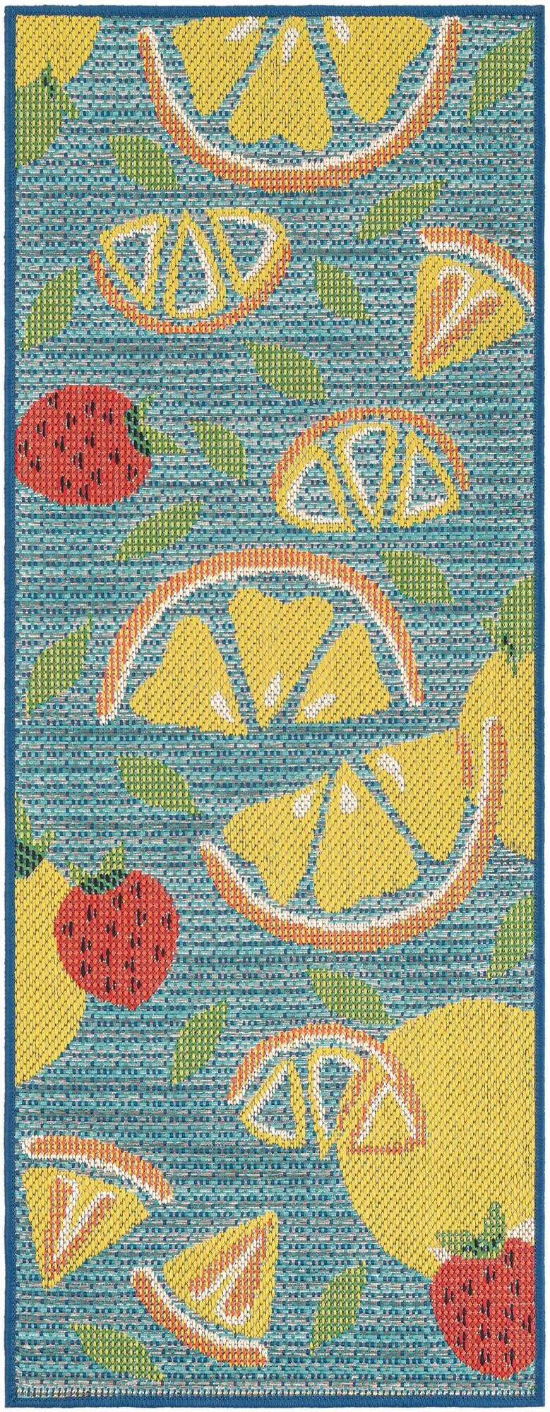 2' x 5' 1 Masterson · Floral / botanical Outdoor Rug, blue