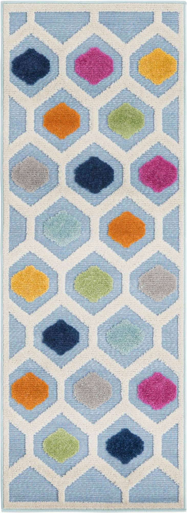 2' x 6' Raleigh · Geometric Outdoor Rug, blue