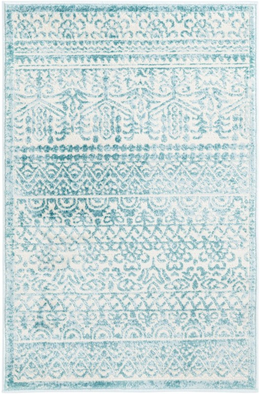 2' x 3' Lakewood · Bohemian rug, teal and ivory