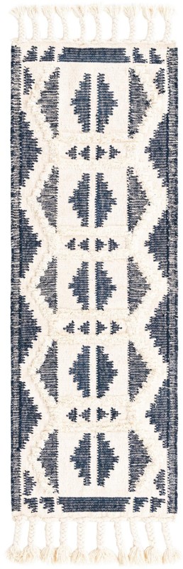 2' 2 x 5' 1 Maitland · Geometric tribal Wool Rug, navy and white