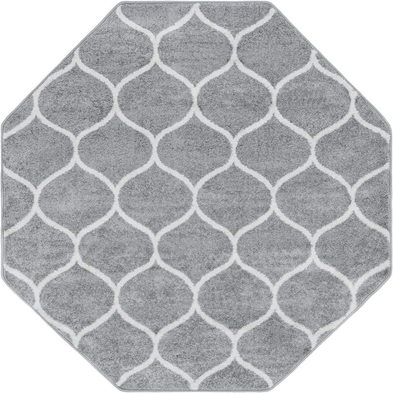 5' 3 x 5' 3 Ingram · Lattice rug, gray and ivory