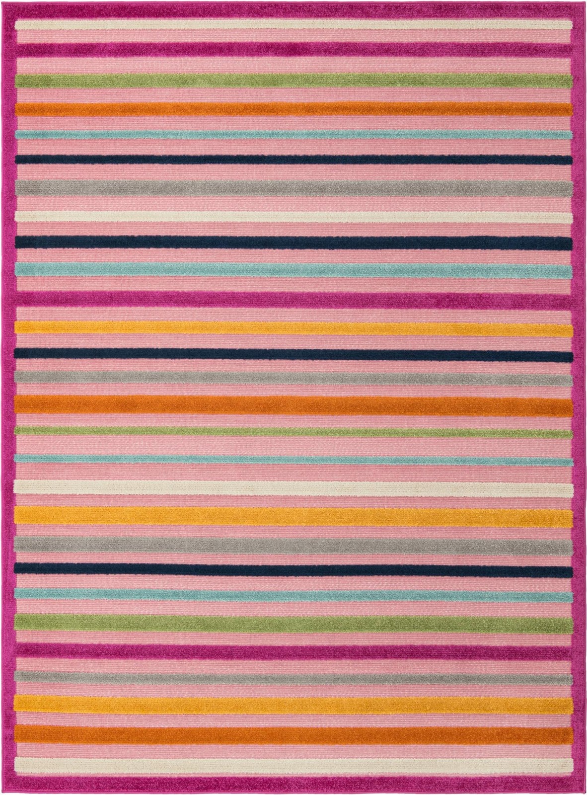 7' x 10' Wesley · Striped Outdoor Rug, pink