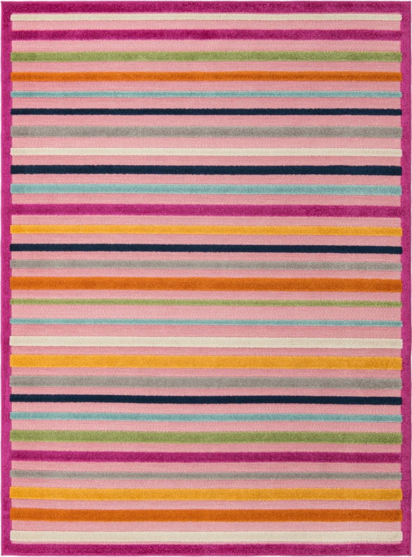7' x 10' Wesley · Striped Outdoor Rug, pink