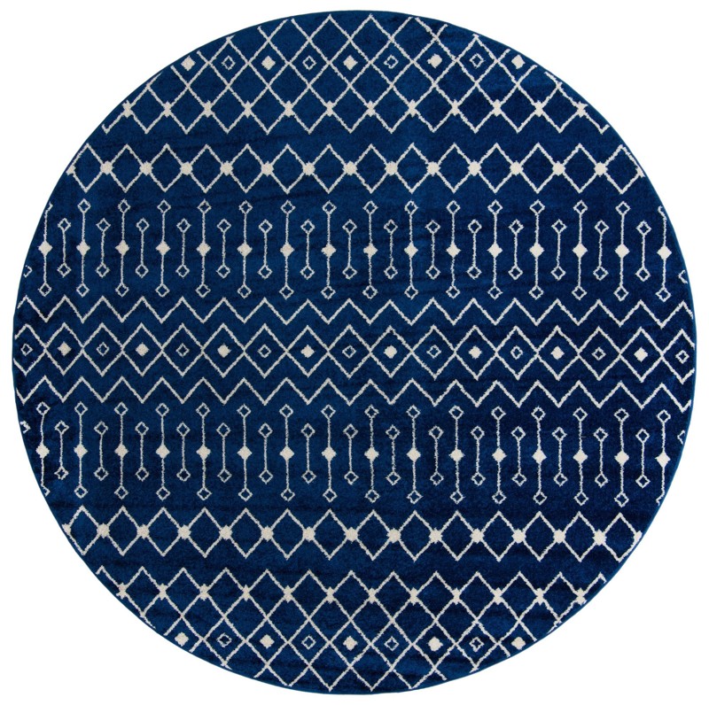 10' x 10' Boswell · Geometric trellis rug, navy and ivory