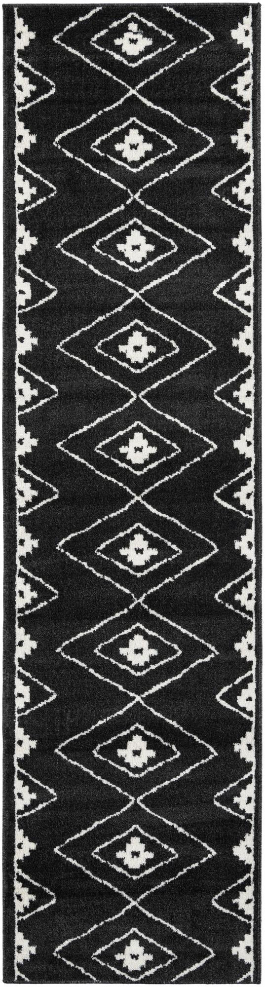 2' 7 x 10' Sumac · Diamond rug, black
