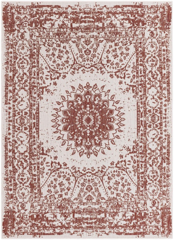 5' 3 x 7' Royce · Border Outdoor Rug, rust red
