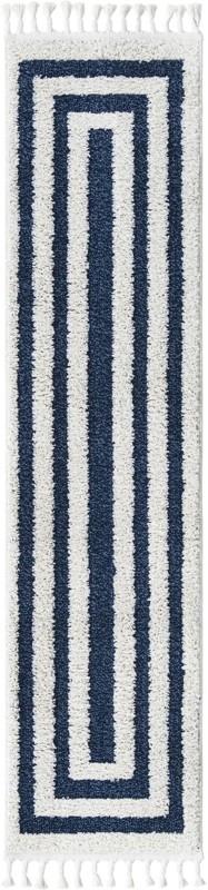 2' x 8' Rickard · Border rug, blue and ivory