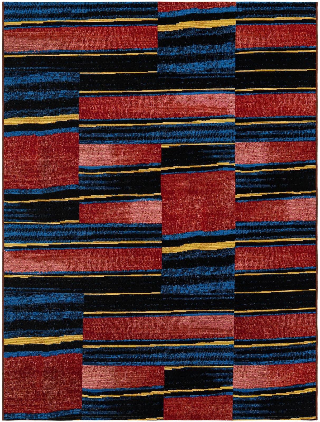 5' x 7' Conley · Abstract striped Outdoor Rug, red and black