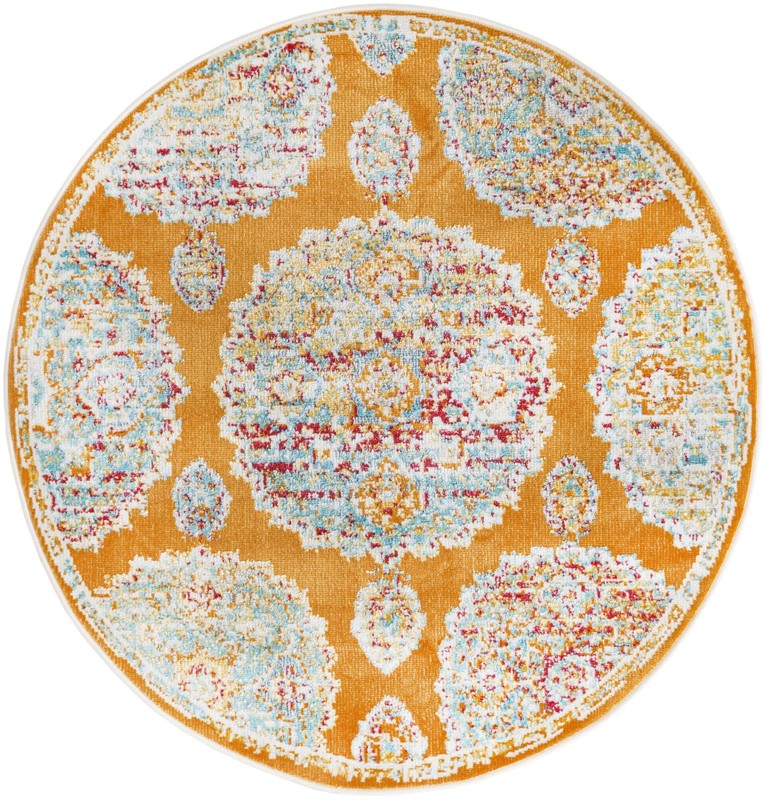 3' 3 x 3' 3 Mather · Medallion rug, orange