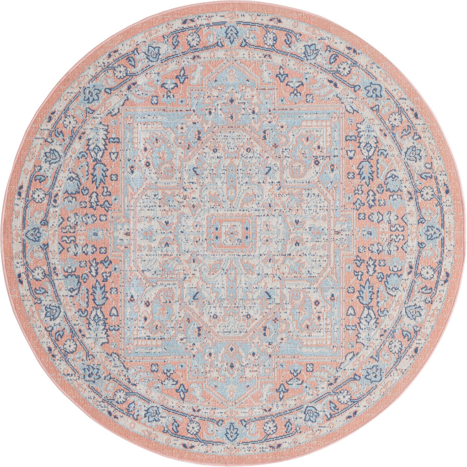 5' 3 x 5' 3 Jessup · Faded medallion rug, pink and blue