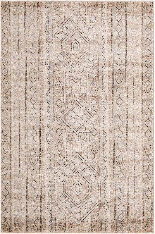 5' 3 x 8' Grouse · Tribal geometric rug, ivory and brown