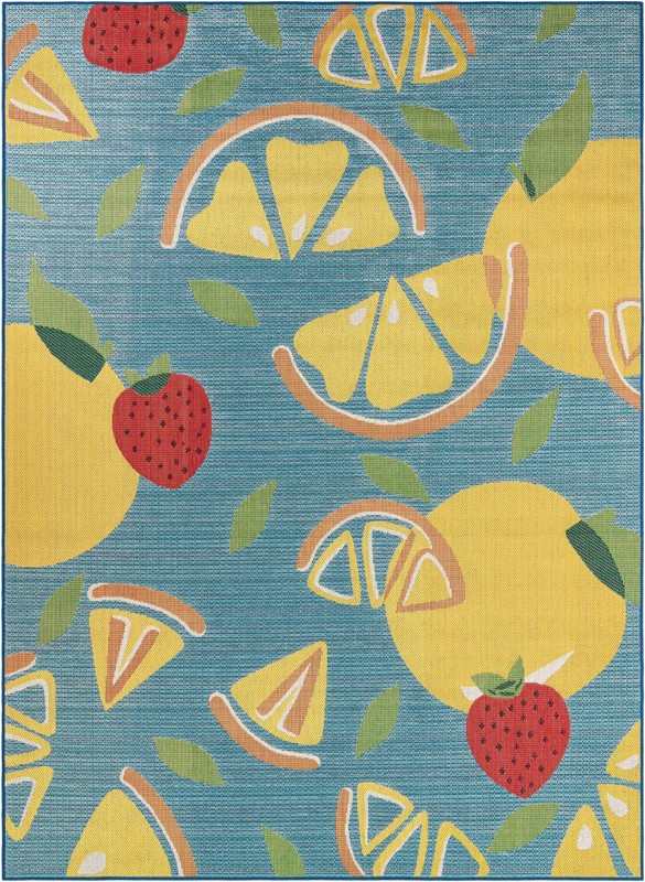 9' x 12' Masterson · Border Outdoor Rug, blue