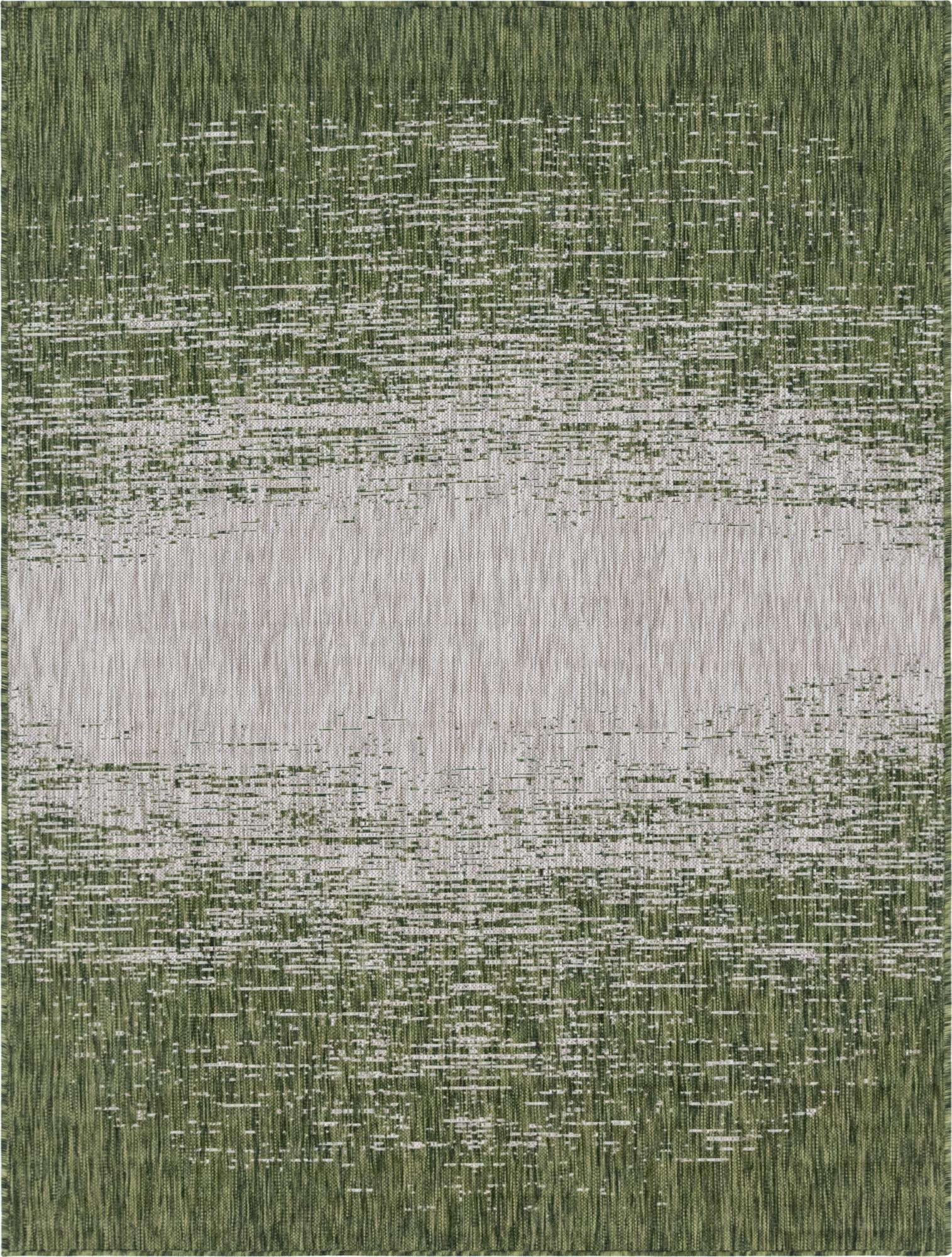 9' x 12' Buell · Abstract Outdoor Rug, olive and ivory