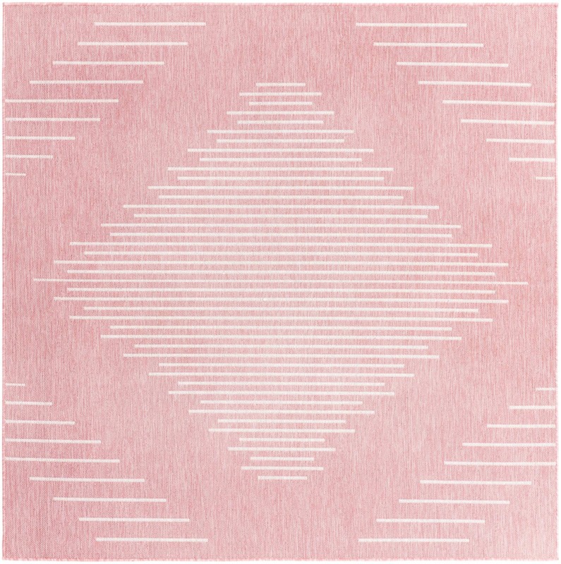Harlow · Geometric diamond Outdoor Rug, pink and ivory