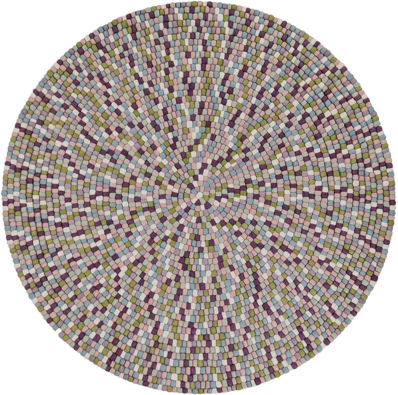 7' 10 x 7' 10 Hawthorne · Geometric Wool Rug, pink and purple