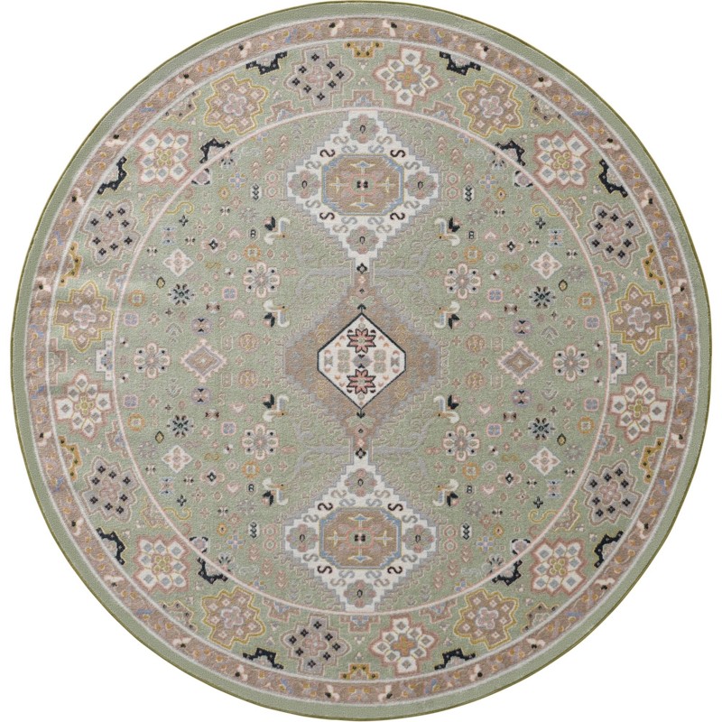 7' 10 x 7' 10 Middlebury · Border Washable Rug, light green