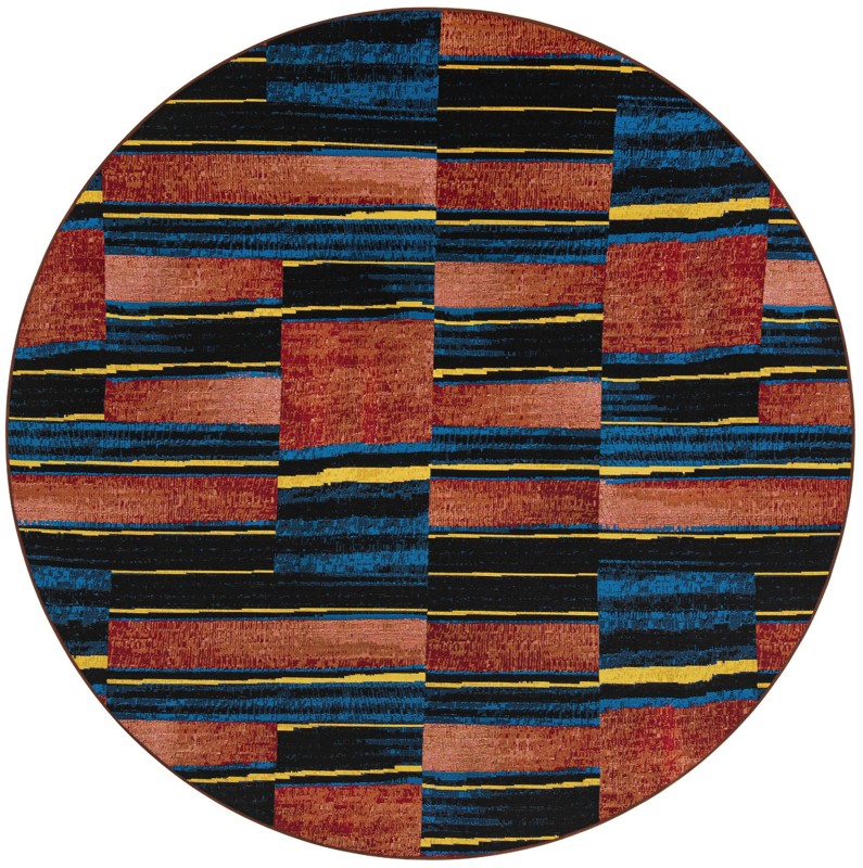7' 10 x 7' 10 Conley · Abstract striped Outdoor Rug, red and black