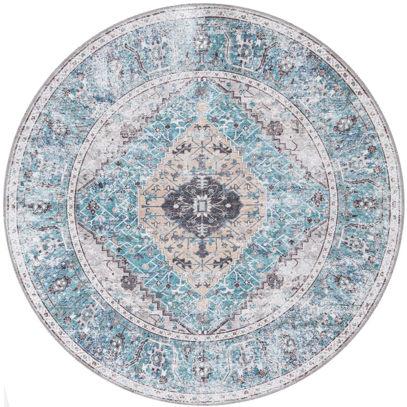 7' 10 x 7' 10 Trillium · Border Washable Rug, seaglass