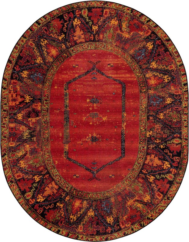 7' 10 x 10' Lomax · Medallion Outdoor Rug, red and black