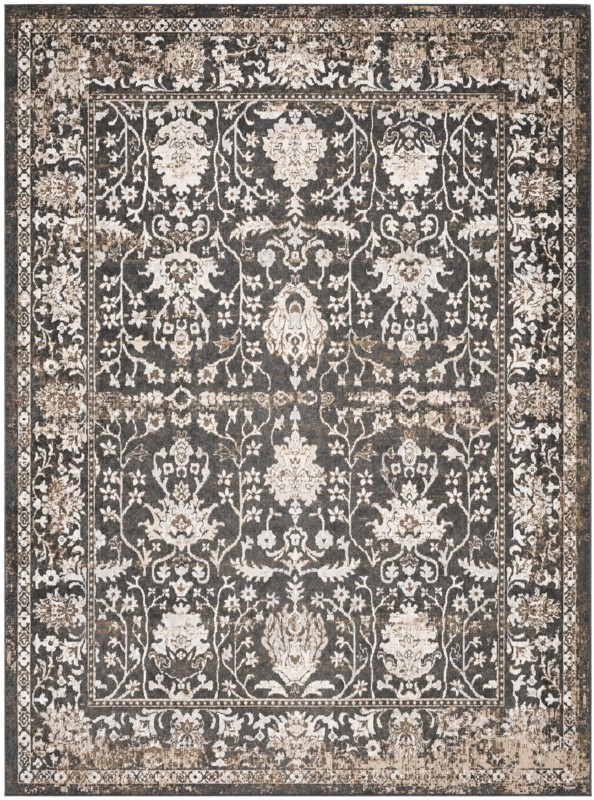 9' x 12' Sandys · Floral Washable Rug, charcoal and cream
