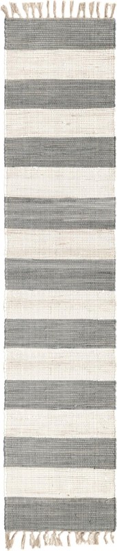 2' 2 x 10' Flagstaff · Striped Chindi Rug, gray