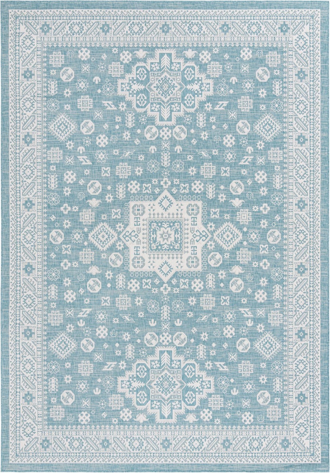 10' x 14' Bellamy · Border Outdoor Rug, aqua