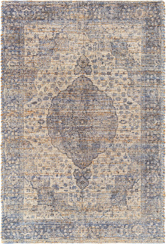 Proctor · Faded medallion rug, blue and ivory
