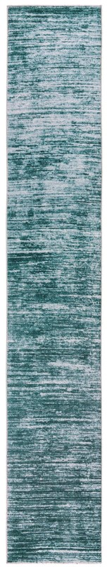 2' 6 x 14' Prewitt · Abstract striped rug, teal and ivory
