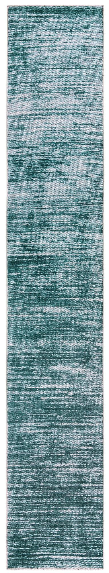 2' 6 x 14' Prewitt · Abstract striped rug, teal and ivory