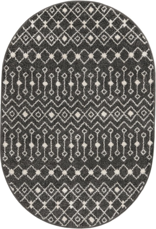4' x 6' Boswell · Geometric tribal rug, dark gray and ivory