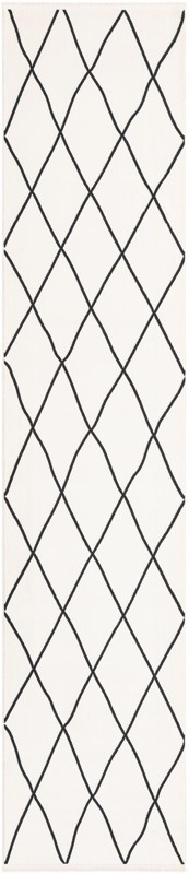 2' 7 x 12' Ledge · Diamond lattice rug, black and white